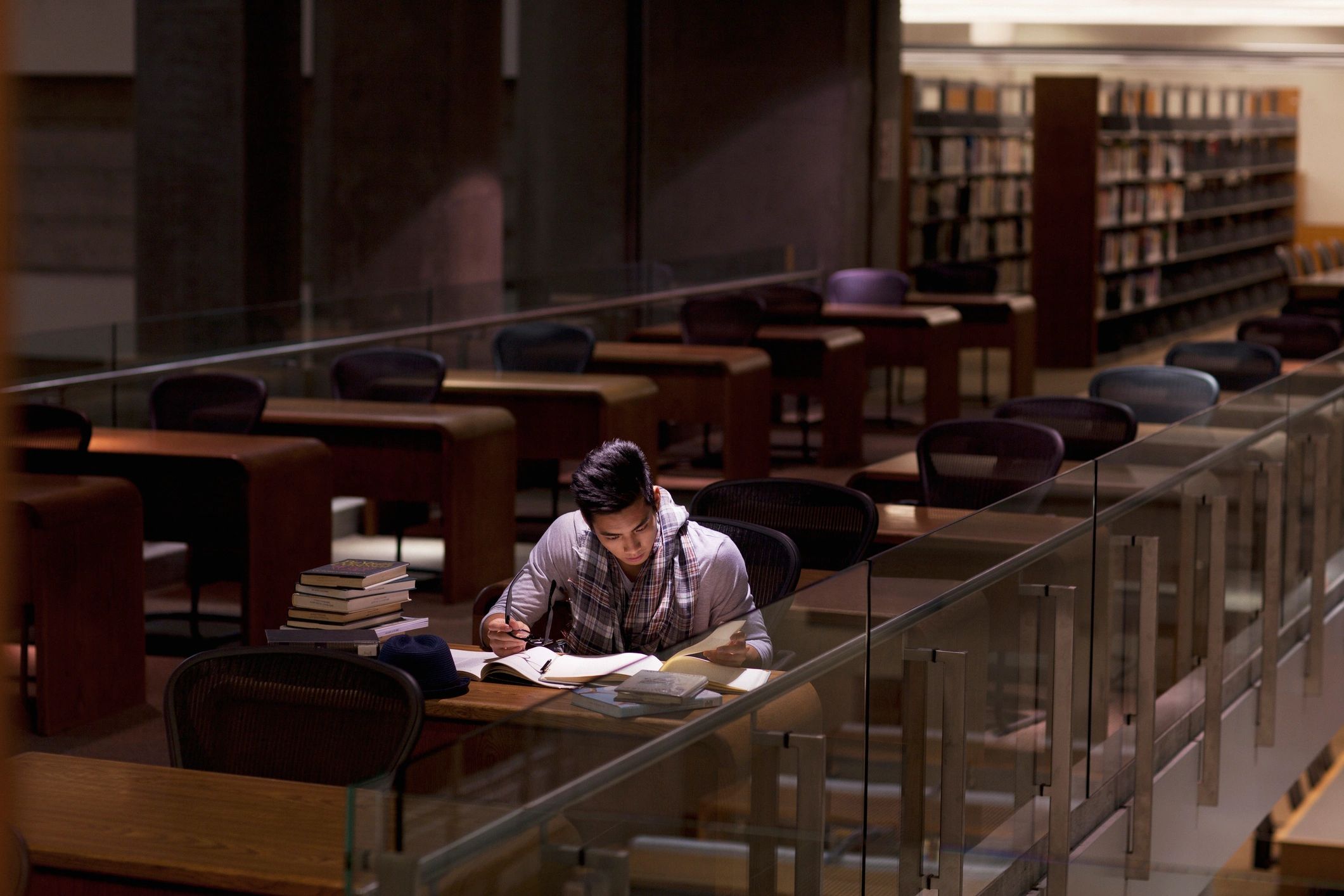 Students learning with books